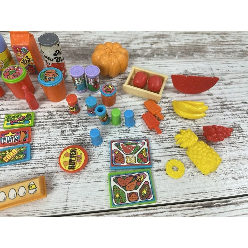30+ VTG 70s Barbie Dream House Food & Bottles Accessories pop Milk TV Dinner